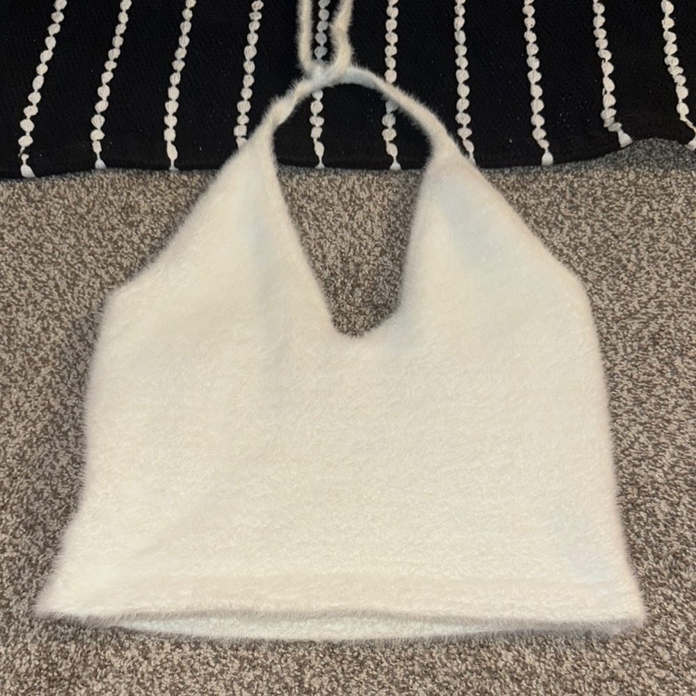Gymshark Whitney Simmons White Fuzzy Tank Top